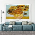 Artistic Vincent Van Gogh Sunflowers wall tapestry for modern living room decor - Small Brushed Fabric Style / Sunflower