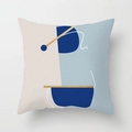 Housse de coussin géométrique moderne en bleu foncé et or sur peluche douce - Crd36-16 / 45x45 Carré (Sans Garnissage)