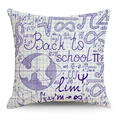 Detail eines Kissenbezugs aus Leinen mit handgezeichneten mathematischen Formeln in Blau - 45x45cm / Blaue Tinte Back to School (YMD136-19)