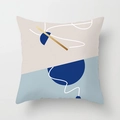 Housse de coussin géométrique bleue avec rayure dorée en velours doux - Ligne Dorée Géométrique Abstraite (CRD36-17)