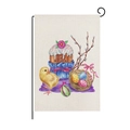 Close-up of Easter garden flag with bunny eggs print and durable linen texture - Chick Egg Cake (ZQ10-5)