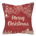 Roter Weihnachts-Kissenbezug mit weißen Symbolen und Merry Christmas Schriftzug - Rote Kugelornamente (YMD107-2)