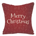 Roter Leinen-Weihnachtskissenbezug mit weißen Festmustern und Merry Christmas Schriftzug - Rot Weiße Linien (YMD107-3)