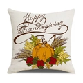 Linen Thanksgiving pillow cover with orange pumpkin and Happy Thanksgiving text - Happy Thanksgiving Style (YMD207-8) / 45x45CM (No Core)