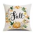 Linen fall pillow case featuring pumpkin wreath and black Fall lettering on beige background - Fall Wreath Style (YMD207-9) / 45x45CM (No Core)
