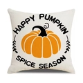 Linen square pillowcase with orange pumpkin and Happy Pumpkin Spice Season print - Pumpkin Spice Season Style (YMD207-10) / 45x45CM (No Core)