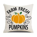 Linen autumn pumpkin pillow cover with Farm Fresh Pumpkins print for harvest decor - Farm Fresh Pumpkins Style (YMD207-11) / 45x45CM (No Core)