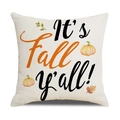 Linen fall pillow cover with It's Fall y'all text and watercolor pumpkin design - Fall Y'all Style (YMD207-12) / 45x45CM (No Core)