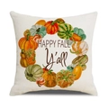 Happy Fall Y'all pumpkin wreath linen pillow cover for Thanksgiving home decor - Happy Fall Y'all Wreath Style (YMD207-14) / 45x45CM (No Core)