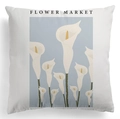 Detail view of the soft peach skin fabric featuring a white calla lily flower market print - 45*45cm (No Insert) / Flower Market Calla Lily Art (DRD445-16)