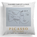Detailed view of Picasso style dove print on soft peach skin square pillowcase - 45*45cm (No Insert) / Picasso Artistic Exhibition Poster (DRD445-15)