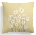 Close-up of peach skin fabric texture with Nordic white daisy floral pattern - 45*45cm (No Insert) / Pale Yellow Daisy Pattern (DRD445-11)