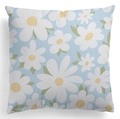 Nordic light blue throw pillow cover with white daisy floral print for sofa and bed decor - 45*45cm (No Insert) / Sky Blue Fresh Daisy Pattern (DRD445-8)