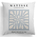 Close-up of Matisse style floral print on white peach skin fabric cushion cover - 45*45cm (No Insert) / Gray Blue Artistic Cutout (DRD445-5)