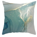 Fodera per cuscino astratta nordica con texture marmorizzata verde e accenti dorati - 45x45 cm / Texture Sabbia Oro Ciano (DRD451-2)