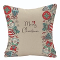 Linen Christmas pillowcase featuring festive ornaments and Merry Christmas text - Beige Hand-drawn Elements (YMD107-18)
