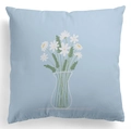Details der hellblauen Pfirsichhaut-Stofftextur mit Gänseblümchen-Blumenstrauß-Druck - 45*45cm (Kein Inlett) / Hellblau Weiße Gänseblümchen in Vase (DRD445-1)