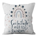 Rainbow and star print white peach skin pillowcase with Somewhere over the Rainbow quote - Somewhere over the Rainbow Style (DRD279-6)