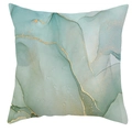 Detail of green marble ink pattern cushion cover with luxury gold foil line accents - 18x18 Inch / Luxury Gold Vein Marble (DRD451-5)