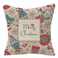 Linen Christmas pillowcase featuring red festive balls and Merry Christmas lettering - Beige Red Green Balls (YMD107-19)