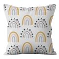 Rainbow print throw pillow case in peach skin fabric with soft Morandi color tones - Nordic Simple Multicolor Rainbow Style (DRD279-13)