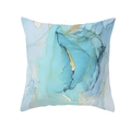Square peach skin pillowcase featuring abstract blue marble texture and gold line accents - 45*45cm (Insert Not Included) / Sky Blue Teal Marble Pattern (DRD452-3)