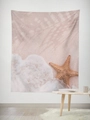Detailed close-up of a high-quality starfish and pink beach sand print on wall tapestry - Gt45-14 / 95*73 (brushed Fabric)
