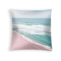 Federa quadrata con stampa di spiaggia rosa e onde turchesi per divano di casa - Paesaggio Onde Spiaggia Rosa (DRD454-2)