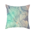 Detail of teal and gold marble texture on a square peach skin fabric cushion cover - 45x45cm / Style 9 (DRD453-9)