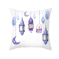 Golden moon and purple watercolor lantern printed peach skin square pillowcase - Purple Watercolor Middle East Lantern Pattern (DRD276-3)