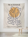 Détail d'une tapisserie murale avec lignes abstraites de Matisse et cercle jaune - 95x73cm / Style Tissu Brossé / Ligne Abstraite Matisse (GT59-16)