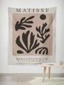 Détail de la tapisserie corail abstraite de style Matisse dans un décor moderne - 95x73cm / Style Tissu Brossé / Feuilles Abstraites Noires (GT59-29)