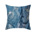 Blue marble texture pillowcase with gold foil accents on a white background - 45x45cm / Style 16 (DRD453-16)