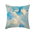 Modern square pillowcase with blue and gold marble fluid art print on peach skin fabric - 45x45cm / Style 21 (DRD453-21)