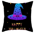 Halloween throw pillow case with colorful gradient witch hat and Happy Halloween text - 18x18 Inch / Neon Witch Hat (DRD461-4)