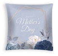 Detail of Happy Mother's Day peach skin pillowcase with floral watercolor patterns - Grey Blue Watercolor Floral (DRD463-2) / 45x45CM (No Core)