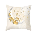 Square peach skin pillowcase with golden crescent moon and stars print on white - Starry Moon Design Style (DRD332-8) / 18x18 Inch