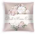 Detail of soft peach skin pillow cover with floral pattern and Best Mom Ever text - Pink Light Pink Floral (DRD463-6) / 45x45CM (No Core)