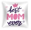 Macro detail of Mother's Day pillowcase with Best Mom Ever crown and heart pattern - Crown Lettering (DRD463-22) / 45x45CM (No Core)