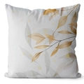 Golden ginkgo leaf print pillowcase made of soft peach skin fabric for home sofa decor - Amber Gold Artistic Leaf Print (DRD462-11) / 45x45cm (No Insert)