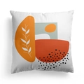 Nordic abstract pillow cover with orange geometric shapes and white leaf pattern - 45x45CM (No Core) / Reddish Block 12(DRD278-12)