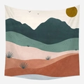 Bohemian Morandi abstract landscape tapestry with terracotta dunes and sun patterns - Abstract Nature Landscape Pattern (GT39-11)