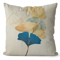 Detailed view of golden ginkgo leaf print on premium peach skin pillowcase fabric - Artistic Ginkgo Leaf Print (DRD462-4) / 45x45cm (No Insert)