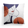 Nordic abstract art cushion cover featuring a woman in wide hat with minimalist lines - 45x45CM (No Core) / Simple Woman Line 16(DRD278-16)