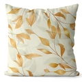 Detail of peach skin pillowcase with golden ginkgo leaves and autumn foliage print - Autumn Gradient Fallen Leaves Pattern (DRD462-7) / 45x45cm (No Insert)