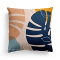 Nordic abstract cushion cover with navy monstera leaf and orange geometric patterns - 45x45CM (No Core) / Modern Plant 17(DRD278-17)
