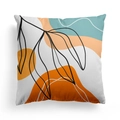 Nordic abstract pillow case with orange teal shapes and black leaf line art - 45x45CM (No Core) / Artistic Leaf 18(DRD278-18)
