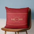 Red festive velvet pillowcase with golden double happiness and home joy characters - CRS05-17