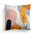 Abstract Nordic pillow cover with colorful geometric shapes and floral line art design - 45x45CM (No Core) / Multi Organic Geo 20(DRD278-20)