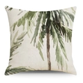 Fodera per cuscino tropicale in cotone e lino con stampa di palma ad acquerello - 45*45cm (Senza Inserto) / Stile Palma Tropicale (YMD329-2)